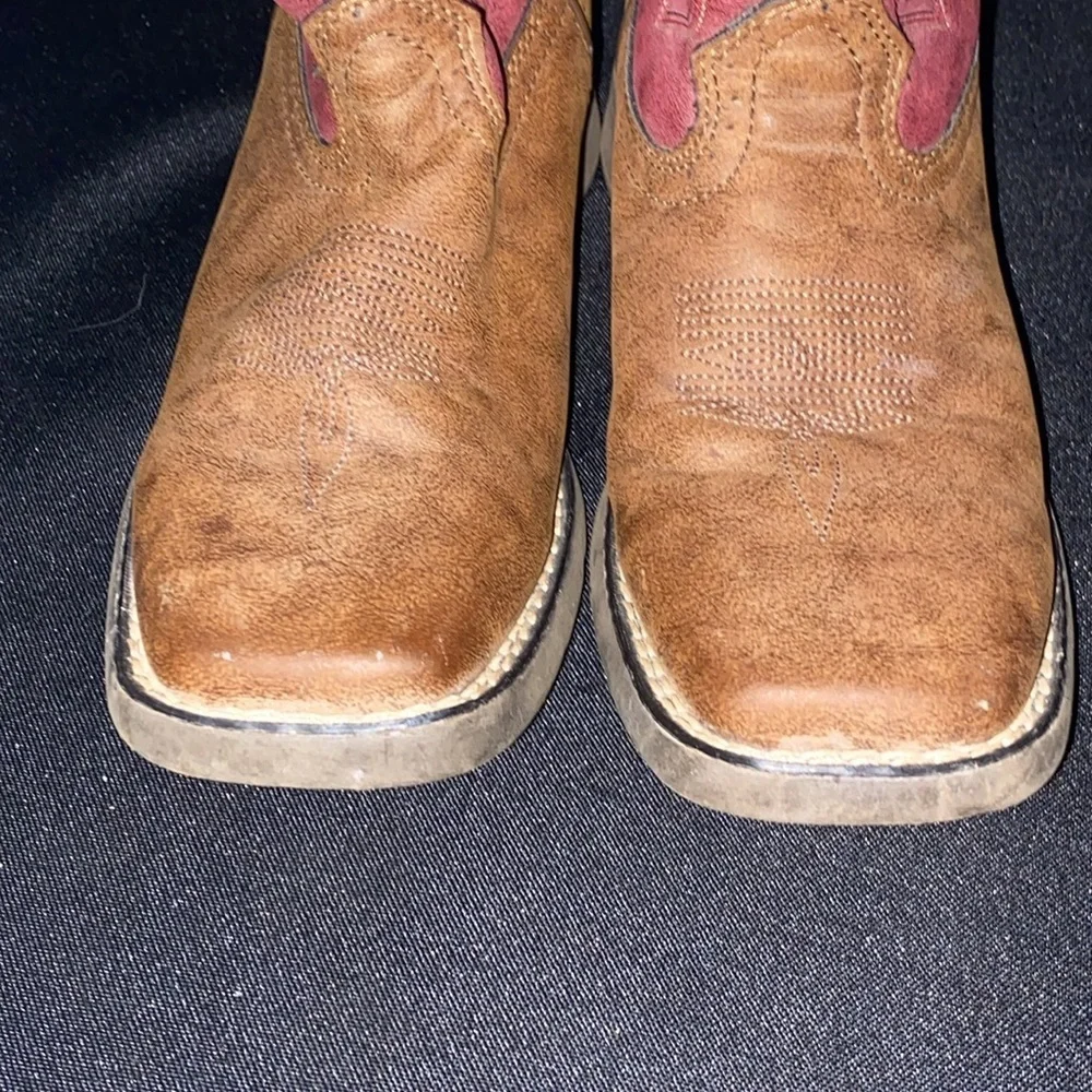 DURANGO Stylish Red and Tan KIDS SIZE 3M BRIAR RED BROWN Western Boots EUC CLEAN